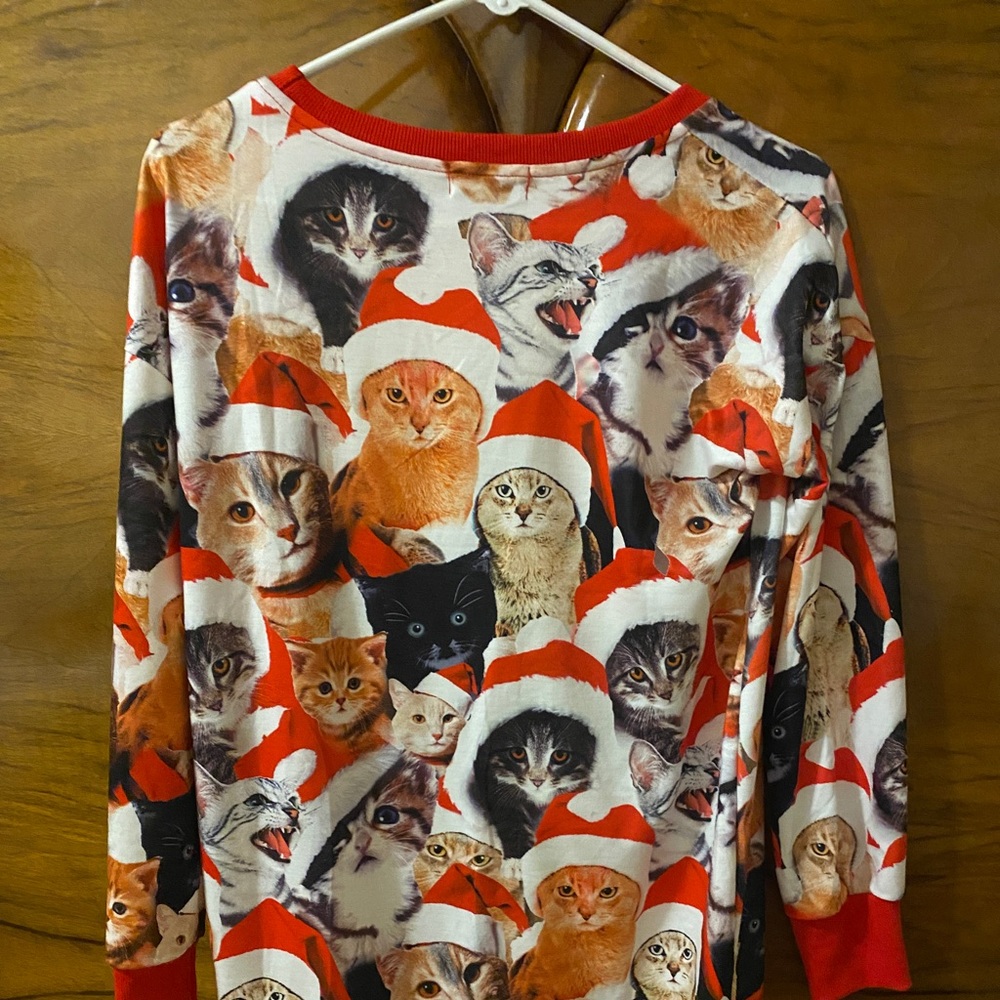 Christmas Cat sweatshirt dress ,Size Small